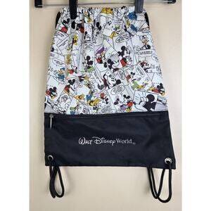 Walt Disney World Parks Comic Strip Mickey Mouse Drawstring Cinch Bag Backpack